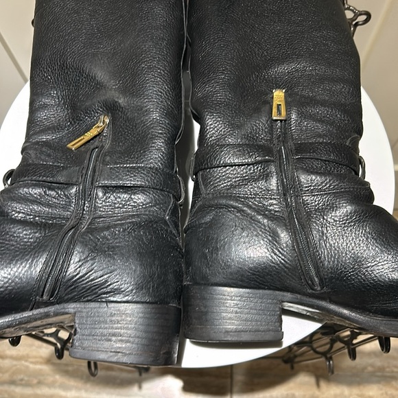 Prada, tall black boots. Size 38.5 black Calf- skin. Gold hardware.￼ - Picture 7 of 12